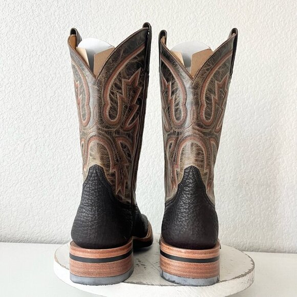 NEW Rod Patrick Mens Cowboy Boots 8B Dark Brown Shark Leather Western Square Toe - Picture 3 of 14